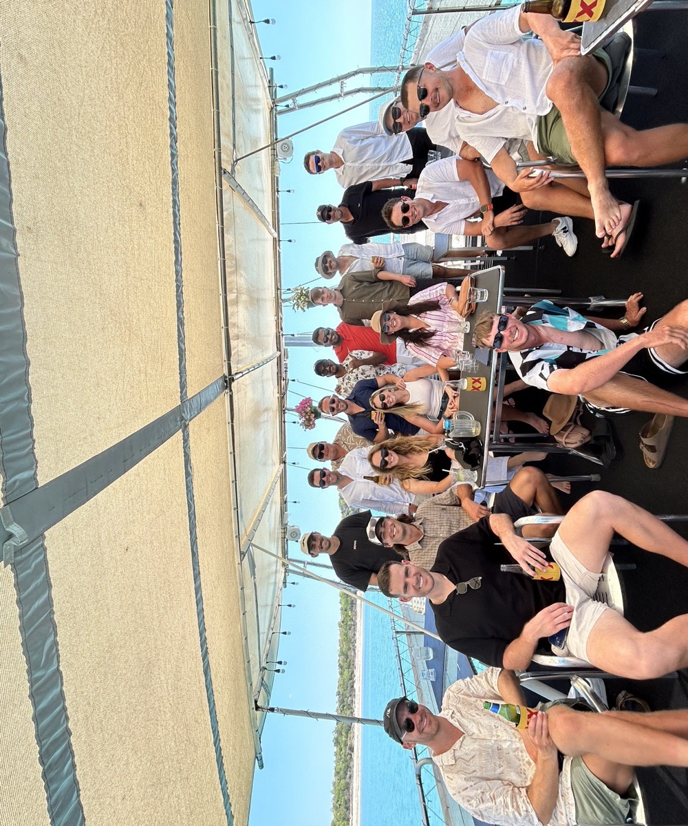 A corporate group aboard Cape Adieu on Darwin Harbour