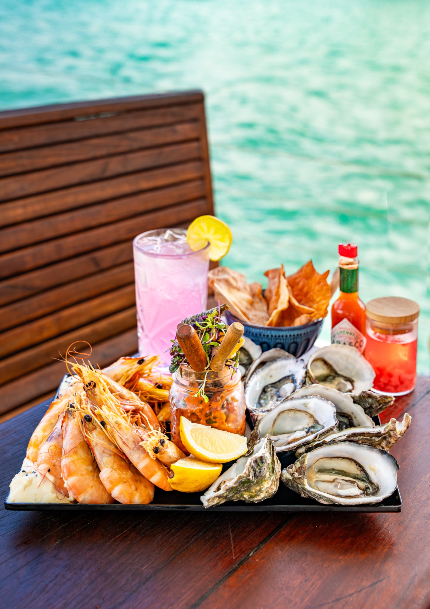 Territory seafood platter with prawns and oysters on a sunset dinner cruise