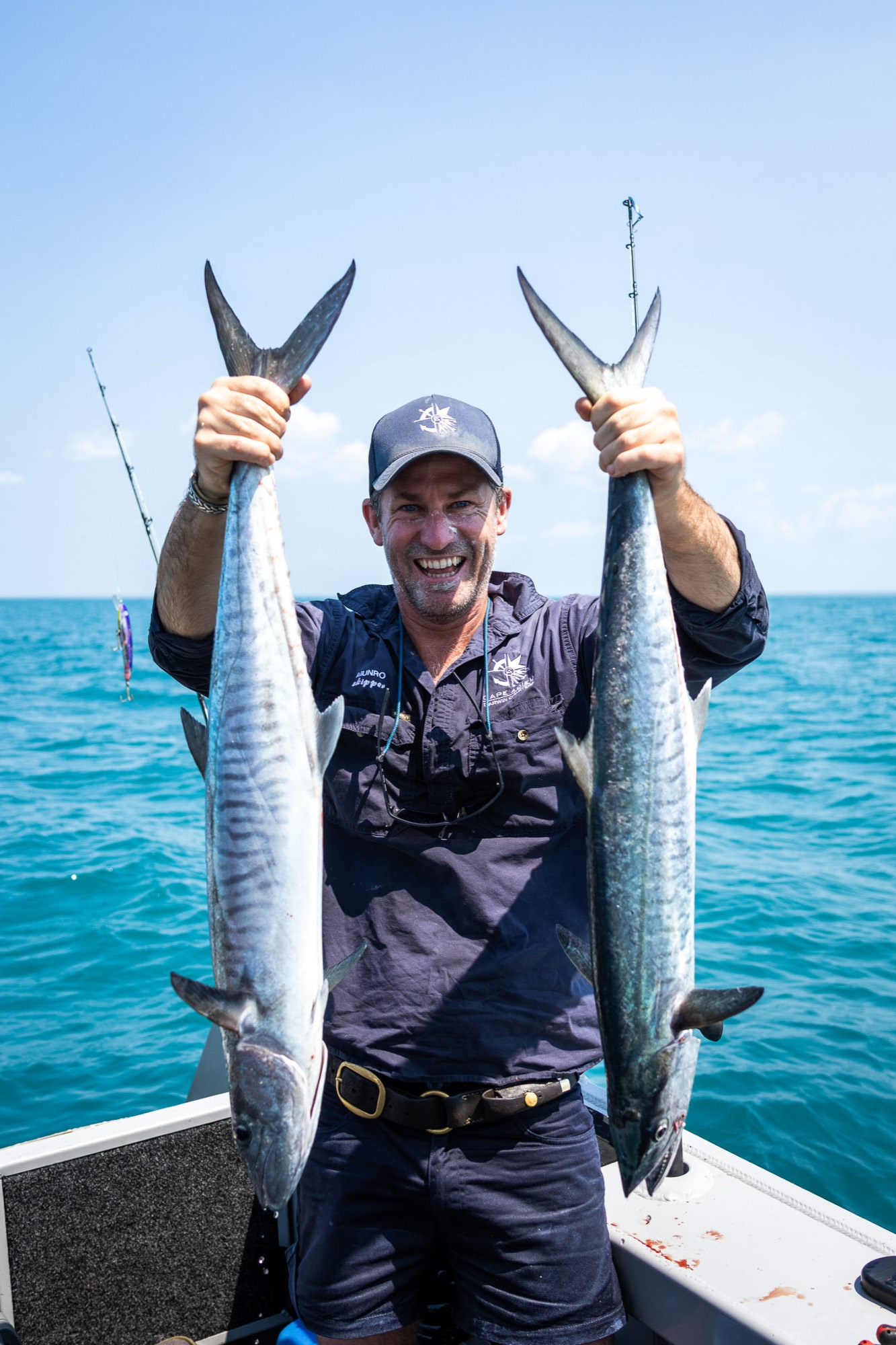 Angler with two Spanish mackerel caught offshore from Darwin