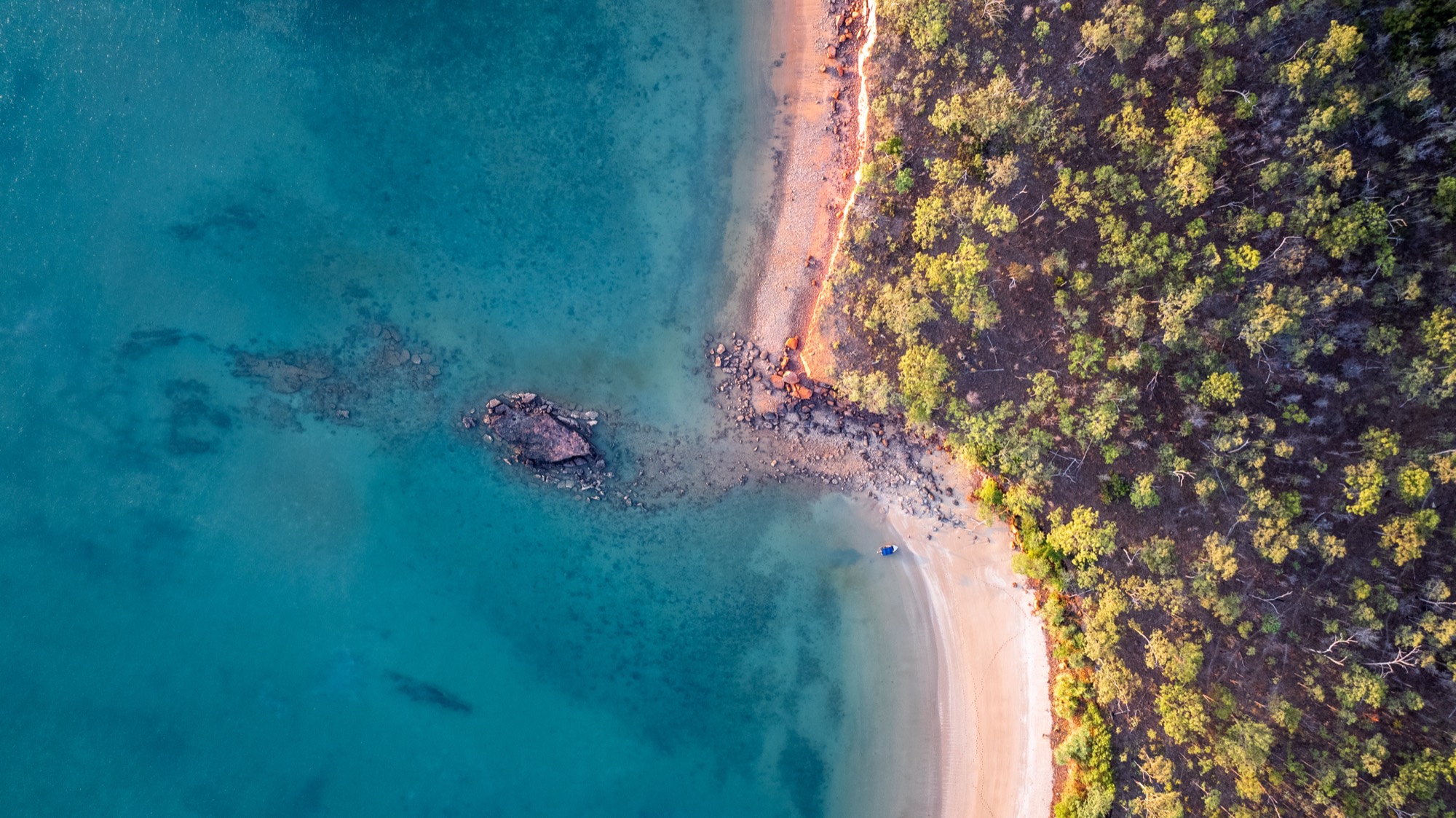 Aerial view of a remote Arnhem Land bay on a custom multi-night Cape Adieu fishing safari